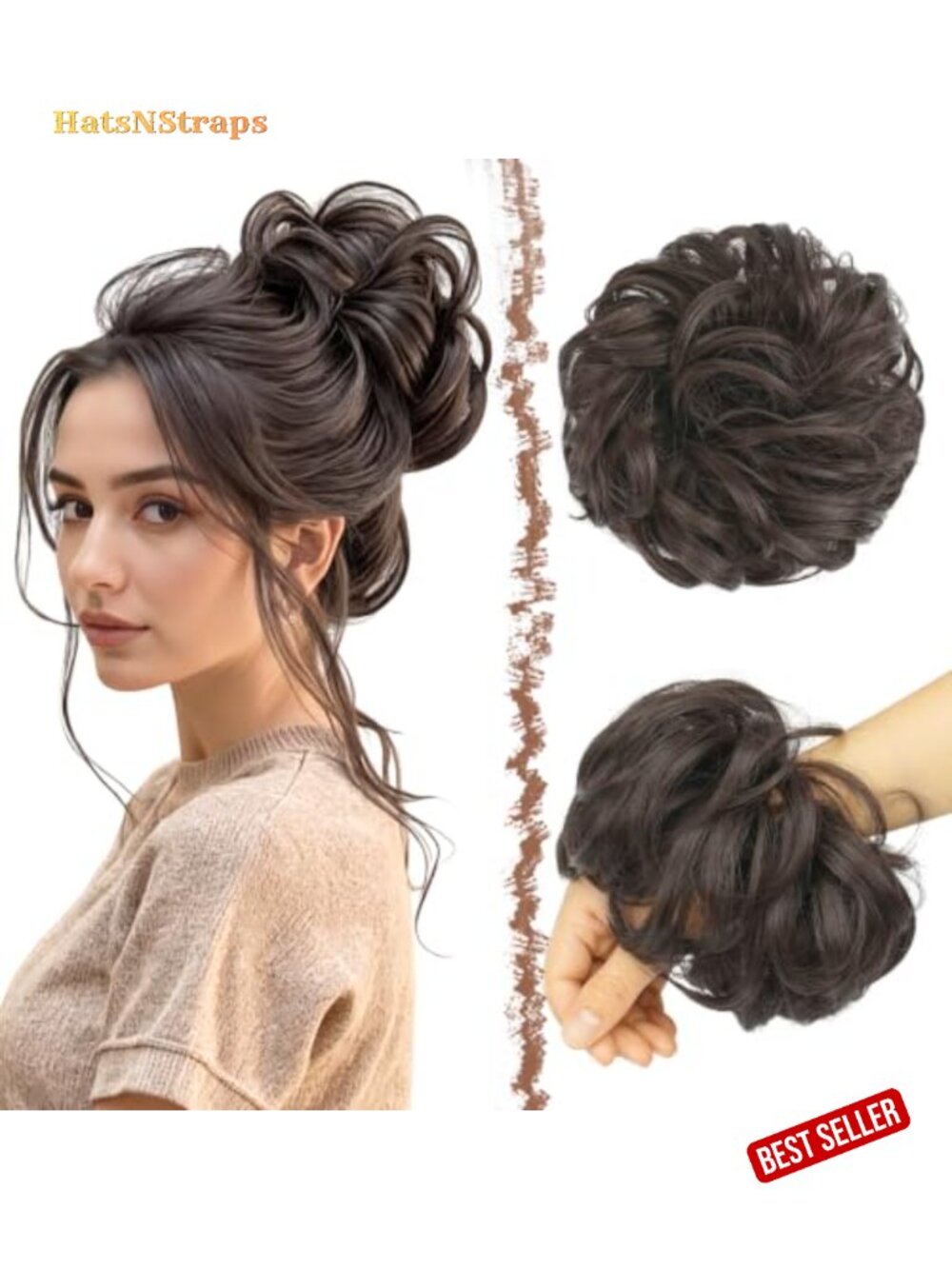 Large Messy Bun Hair Piece Wavy Synthetic Fiber Chignon Scrunchies Elastic